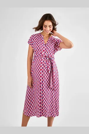 JoJo Maman Bébé Button Through Maternity Midi Dress With Tie M