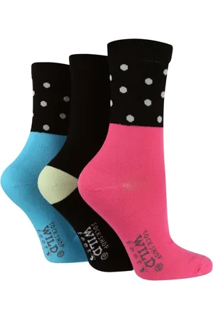 Wild Feet Black Bamboo Pop Colour Socks 3 Pack One