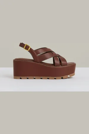 Reiss Tan Naomi Leather Wedge Platform Sandals AU 10 (EU 41)