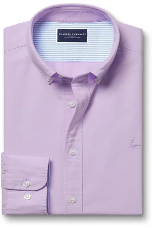 Charles Tyrwhitt Slim Fit Plain Button Down Stretch Washed Oxford 100% Cotton Shirt M