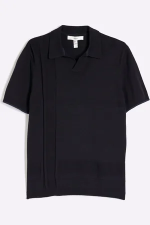 River Island Asymmetric Open Collar Polo Shirt XL