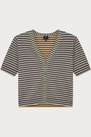 Paul Smith Blue Stripe Knitted V-Neck Short Sleeve Cardigan XL