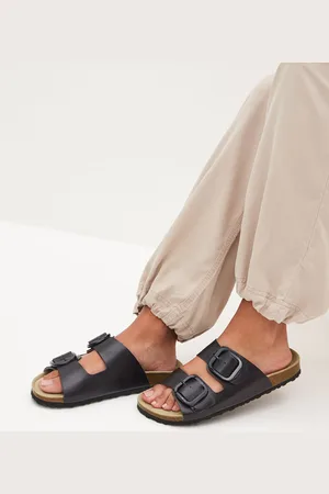 Next Black Flood Forever Comfort Leather Double Strap Footbed Sandals AU 9 (EU 41)