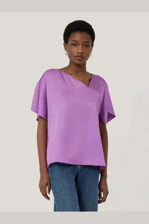 Jigsaw Purple Asymmetric Neck Drape Top AU 12