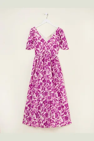 Fat Face FatFace Marlowe Gathered Sleeve Printed Dress 10
