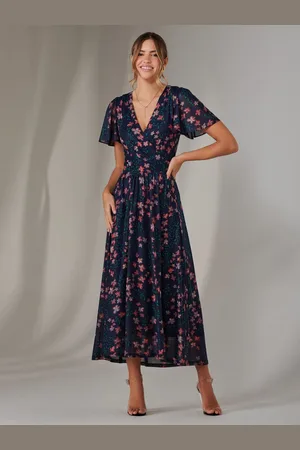 Jolie Moi Mesh Short Sleeve Midaxi Dress AU 8