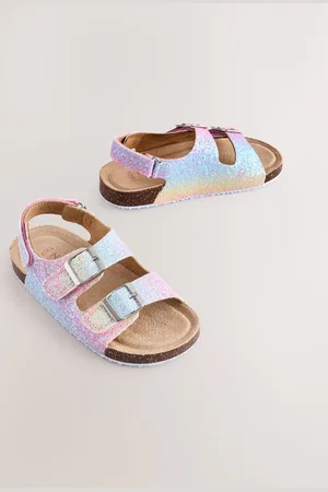 Next Multi Glitter Standard Fit (F) Corkbed Double Two Strap Sandals AU 4 (EU 20.5)
