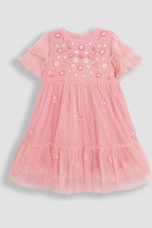 JoJo Maman Bébé Floral Embroidered Tiered Tulle Party Dress 6