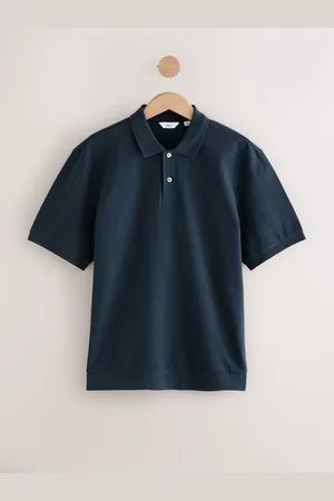 Next Textured Waffle Button Through 100% Cotton Polo Shirt XXL