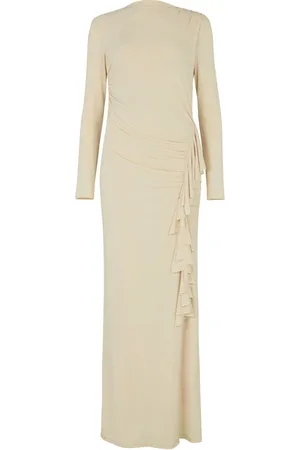 DASKA Charlotte Maxi Dress With Long Sleeves And Side Frill Detail XL