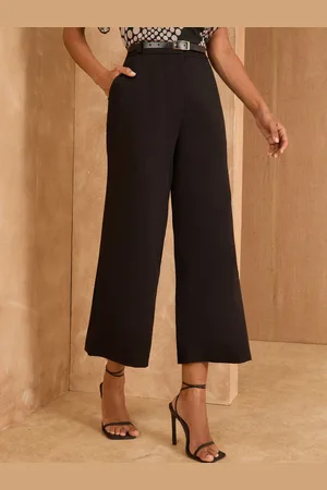 Love & Roses Black Cropped Pleat Front Eve Tailored Trousers AU 16