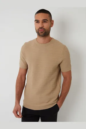 Threadbare Brown Textured Knitted T-Shirt XL