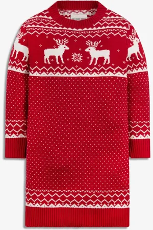 The Little Tailor Kids Christmas Reindeer Fairisle Pattern Dress 2