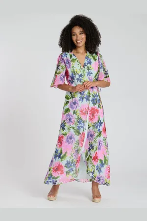 South Beach Printed Short Sleeve Wrap Midi Dress 12