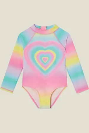 Accessorize Pink Girls Heart Long Sleeve Swimsuit 11