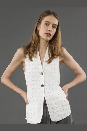 Religion White Fleet Waistcoat Top With Sequin Beading AU 16
