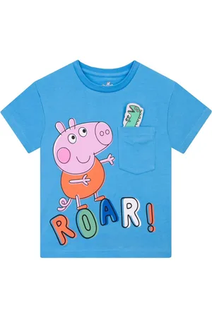 Character Blue Peppa Pig George Pig And Dinosaur 100% Cotton T-Shirt 104110cm