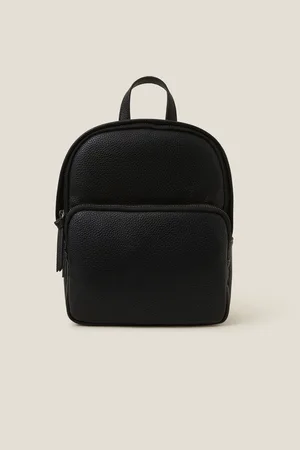 Accessorize Black Small Plain Faux Leather Rucksack One