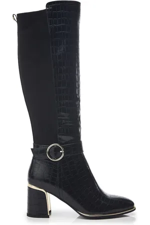 Moda In Pelle Shantel Black Long Boots With Trim And Metal Heel AU 7 (EU 38)