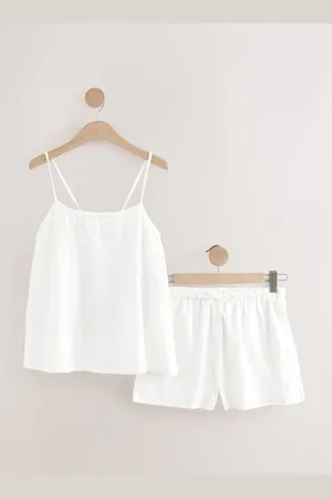 Next White 100% Cotton Gingham Cami Short Set Pyjamas AU 14