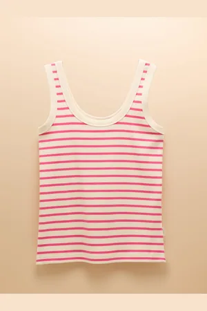 Joules Sofia Pink Stripe Ribbed Vest AU 14