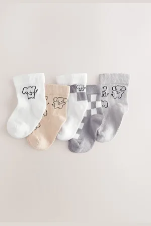 Next Grey Elephant Baby Socks 5 Pack (0mths-2yrs) 6