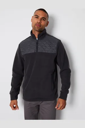 Threadbare Grey Quarter Zip Quilted Fleece Jumper M