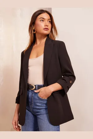 Friends Like These Black Edge to Edge Tailored Sleeve Detail Blazer AU 22