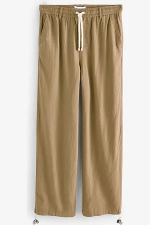 Threadbare Brown Linen Blend Baggy Trousers M