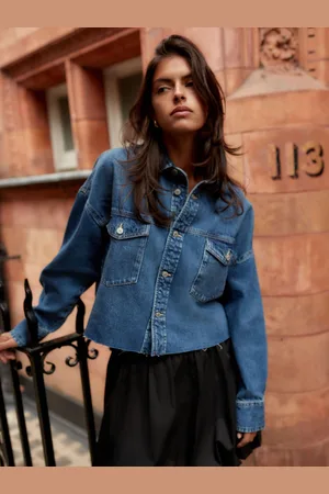 Next Cropped Denim Shacket M Tall