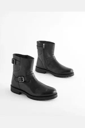 Next Black Leather Biker Boots AU 8 (EU 42)