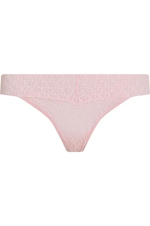 Calvin Klein Pink Logo Lace Trim Low Rise Thong M
