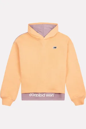 New Balance Orange Girls Premium Drop Hem 100% Cotton Hoodie 15