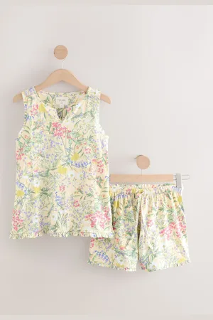 Next Cream Floral Textured Vest Short Set Pyjamas XS Reg
