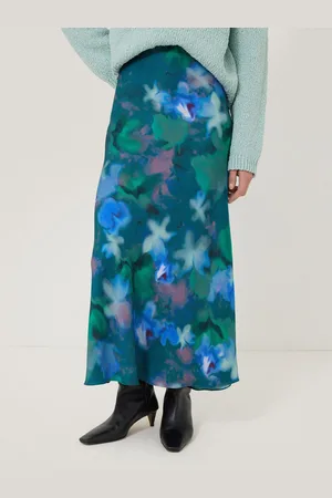 Jigsaw Floral Print Mist Midi Skirt AU 10