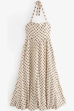 Next Puff Hem Halter Neck Midi Dress AU 20 Petite