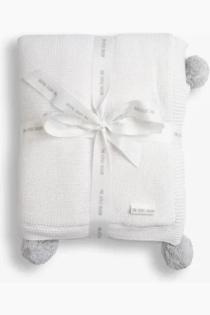 The Little Tailor Pom Pom Plush Lined Baby Blanket One