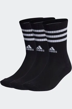 adidas Black 3-Stripe Crew Length Socks 3 Pack 4.5-5.5