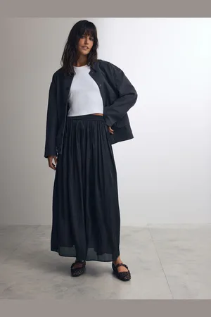 Next Metallic Satin Pleated Maxi Skirt AU 10 Petite