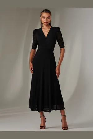 Jolie Moi Zeena Plain Wrap Mesh Maxi Dress AU 8