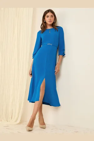 Friends Like These Long Sleeve Gold Belted Tailored Midi Dress AU 20