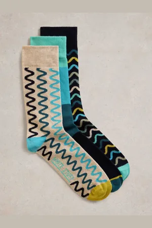 White Stuff Grey Squiggle Socks 3 Pack M-L