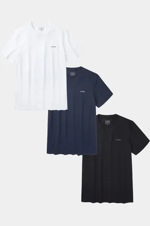 Aubin White/Black/Navy Hemingbrough 100% Cotton T-Shirts 3 Pack XXL