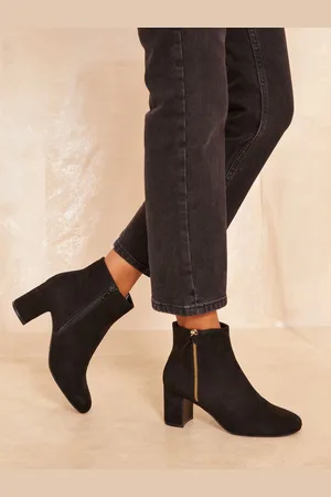 Friends Like These Black Zip Detail Mid Heel Faux Leather Ankle Boot AU 5 (EU 36)