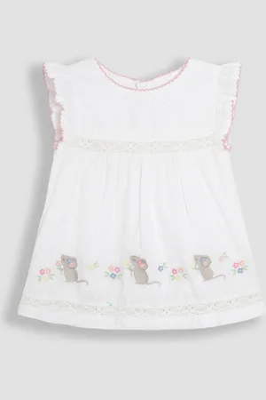 JoJo Maman Bébé Appliqué Ruffle 100% Cotton Blouse 6