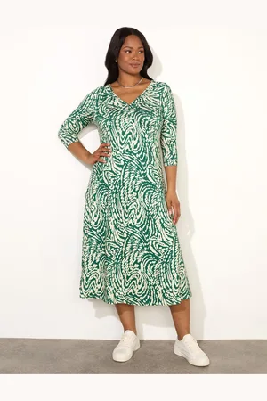 Live Unlimited London Curve Mono Print Jersey Ruched Front Dress AU 26