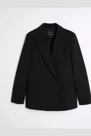 River Island Black Oversized Double Breasted Blazer AU 14
