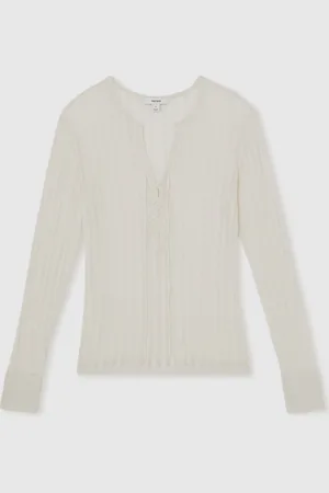 Reiss Cream Saman Knitted Beach Cover-Up Top S