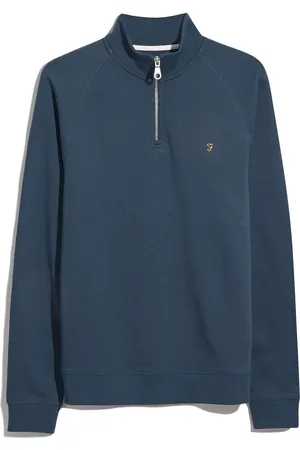Farah Blue Jim Quarter-Zip Sweatshirt M