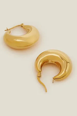 Accessorize Gold 14ct Gold Plated Chunky Crescent Hoop Earrings One